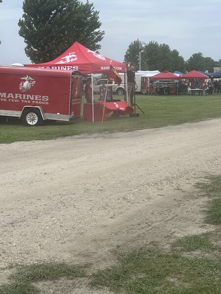 The Marines set up their tents up by the line.